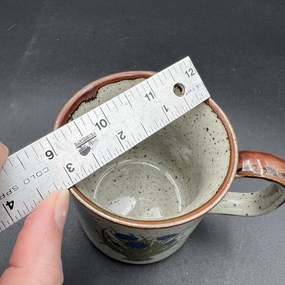 VTG Takahashi Otagiri Blue Wildflower Stoneware Coffee Mug Gray Brown Speckled - Picture 3 of 8